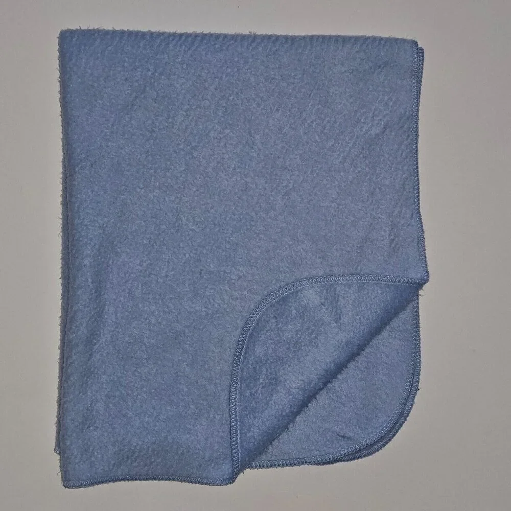 VTG Babycare Solid Light Blue Baby Blanket Lovey 27x32 Soft Acrylic Blend